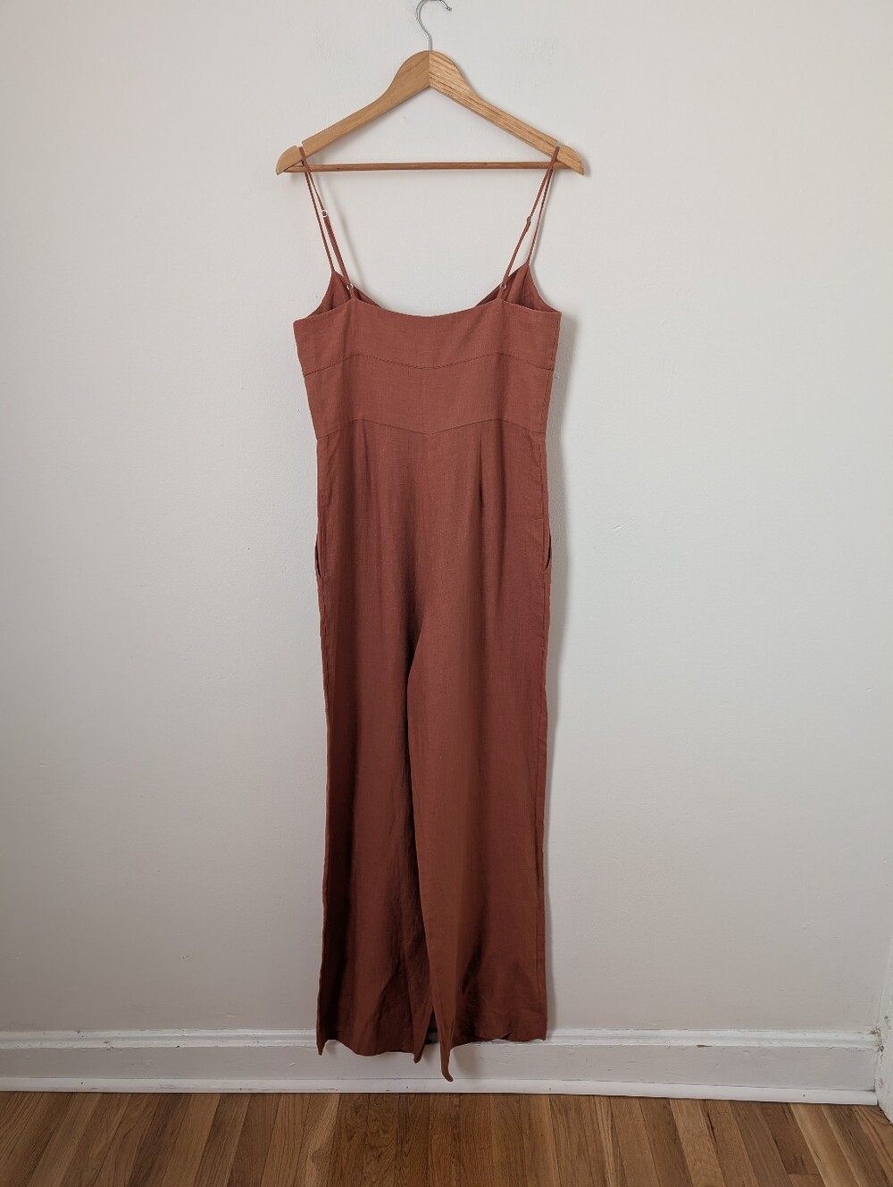 NWT Three Graces London Desert Minnie Warm Tan Brown 100% Linen Relaxed Jumpsuit - Picture 5 of 6